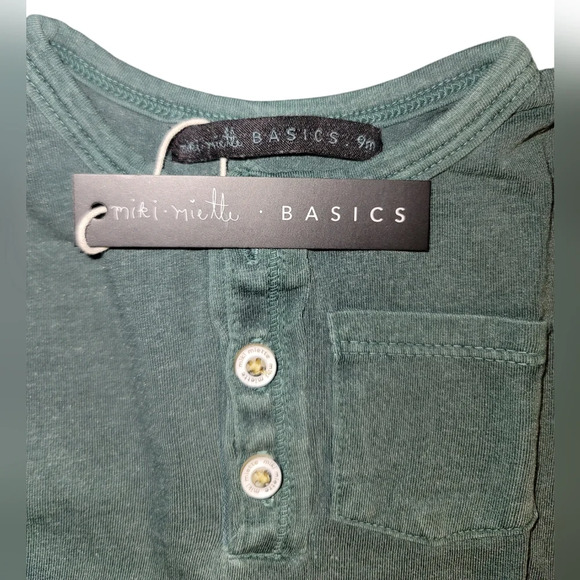 NWT Miki Miette Long Sleeve Infant Shirt in Pine Green Size 9 Months - Picture 3 of 6